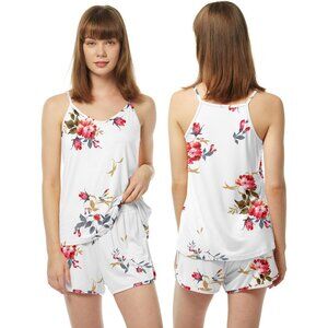 POKWAI Womens Cami Shorts Pajama Sets Soft 2 Piece Pj Lounge Set Sleep Sleepwear